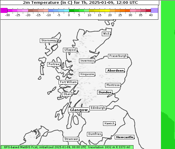 Temperatur, 9. 1. 2025