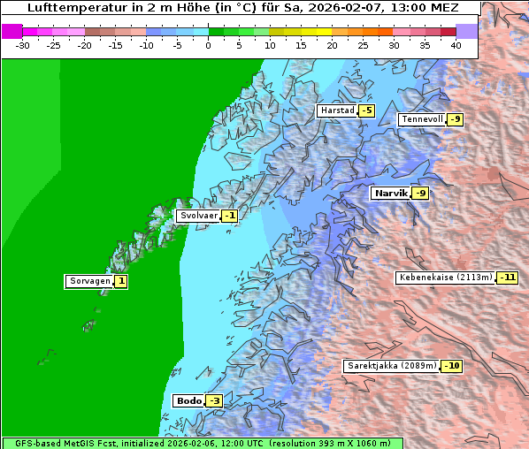 Temperatur, 7. 2. 2026