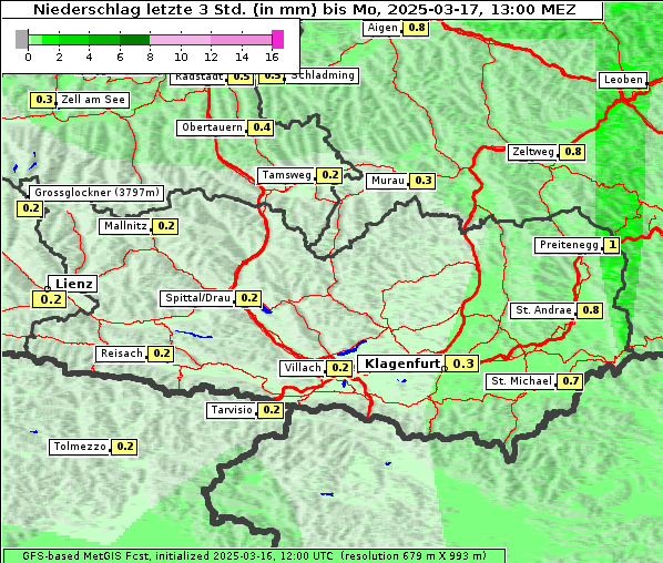 Niederschlag, 17. 3. 2025