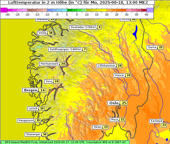 Temperatur, 18. 8. 2025