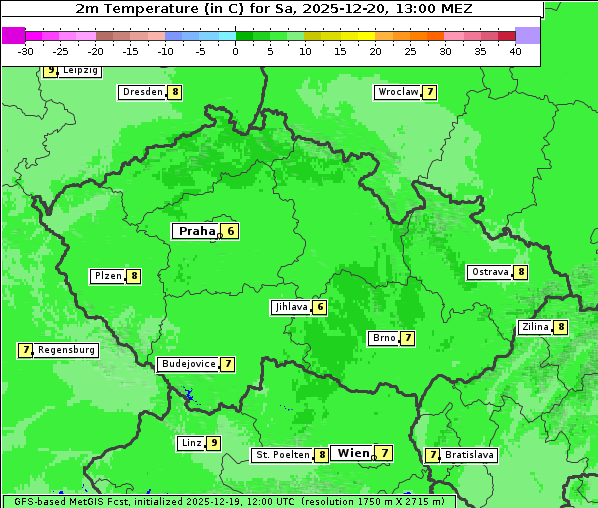 Temperatur, 20. 12. 2025