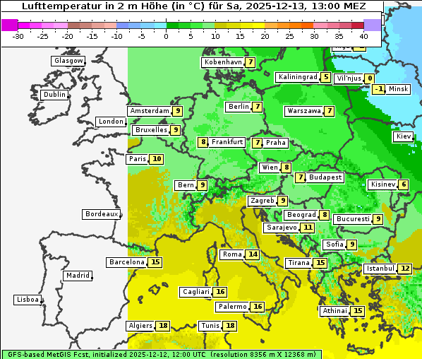 Temperatur, 13. 12. 2025