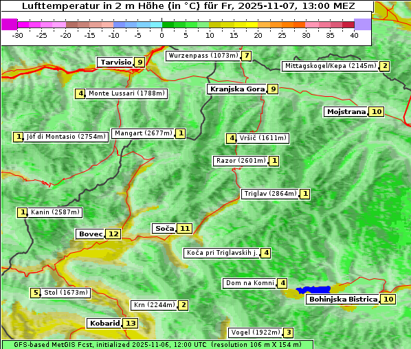 Temperatur, 7. 11. 2025