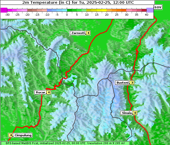 Temperatur, 25. 2. 2025