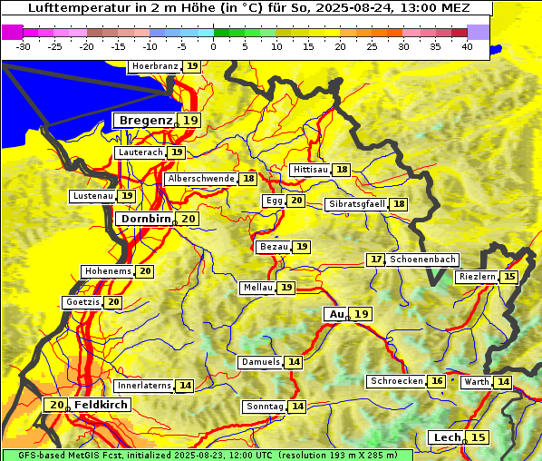 Temperatur, 24. 8. 2025