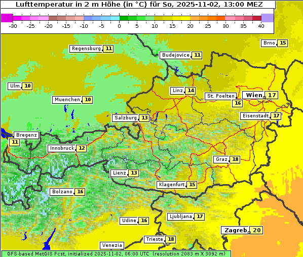 Temperatur, 2. 11. 2025