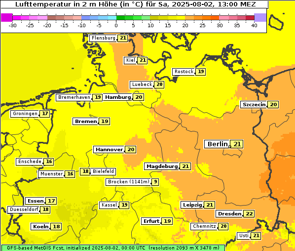 Temperatur, 2. 8. 2025