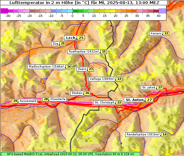 Temperatur, 13. 8. 2025