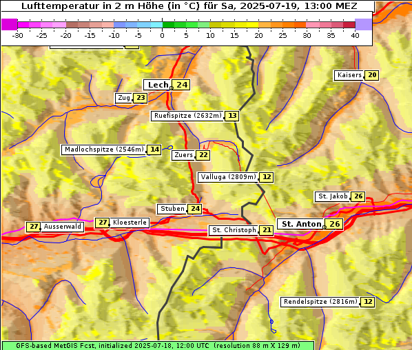 Temperatur, 19. 7. 2025