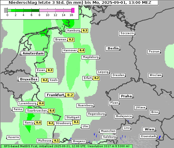 Niederschlag, 1. 9. 2025