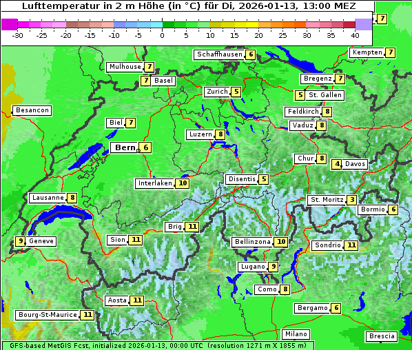 Temperatur, 13. 1. 2026