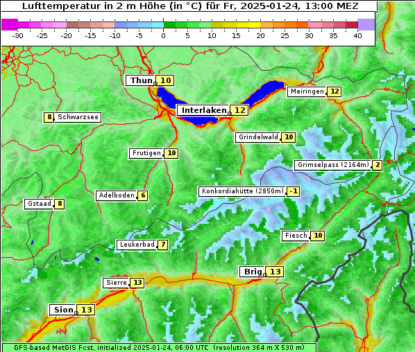 Temperatur, 24. 1. 2025