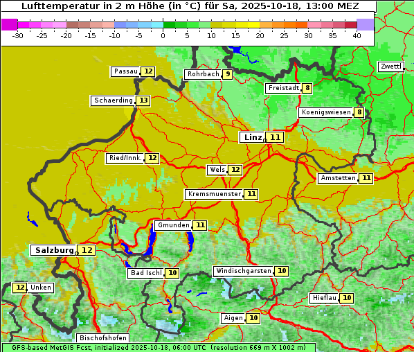 Temperatur, 18. 10. 2025