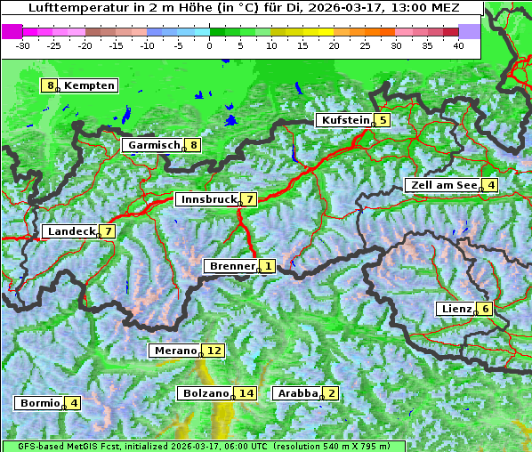 Temperatur, 17. 3. 2026