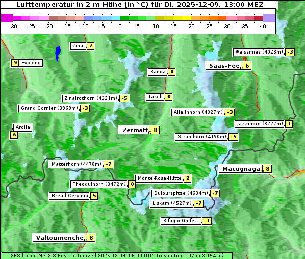 Temperatur, 9. 12. 2025