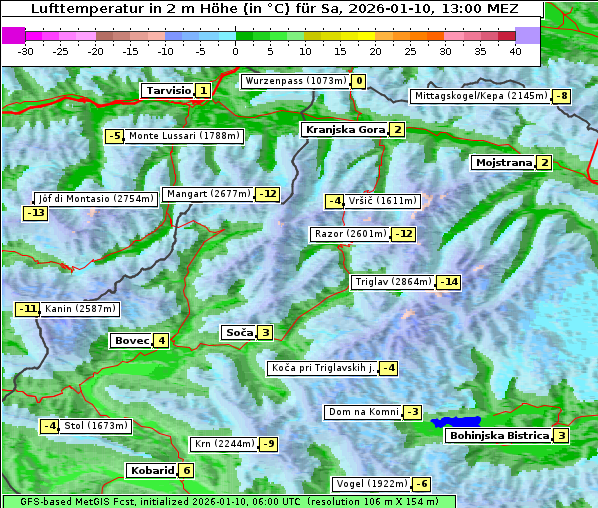 Temperatur, 10. 1. 2026