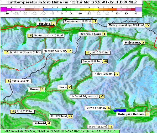 Temperatur, 12. 1. 2026