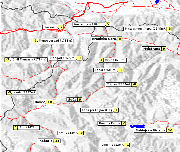 Temperatur, 13. 2. 2026