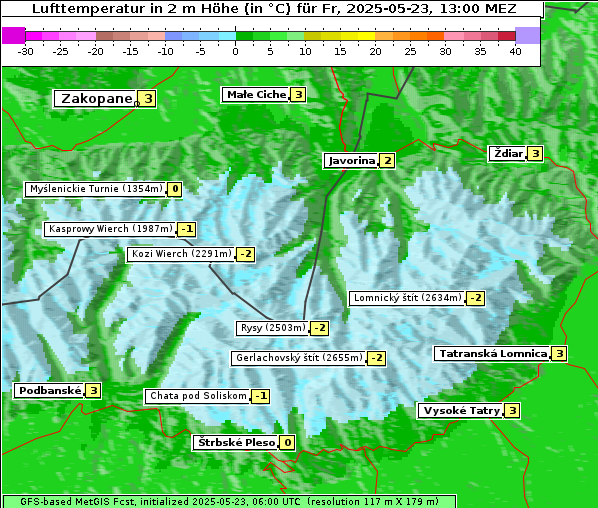 Temperatur, 23. 5. 2025