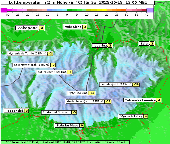Temperatur, 18. 10. 2025