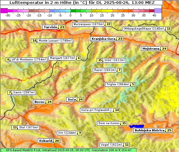 Temperatur, 26. 8. 2025