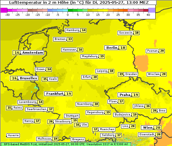 Temperatur, 27. 5. 2025