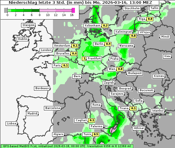 Niederschlag, 16. 3. 2026