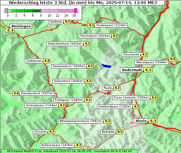 Niederschlag, 14. 7. 2025