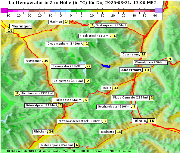 Temperatur, 21. 8. 2025