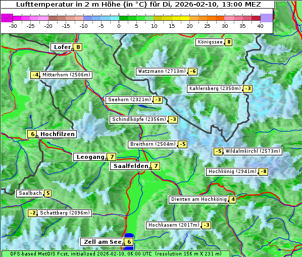 Temperatur, 10. 2. 2026
