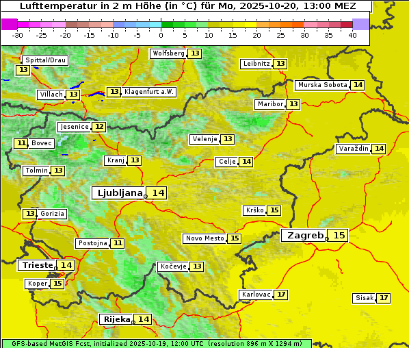 Temperatur, 20. 10. 2025