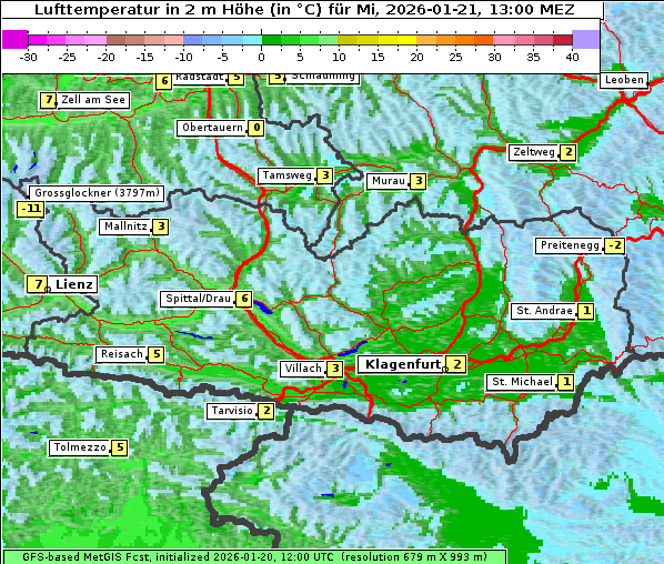 Temperatur, 21. 1. 2026