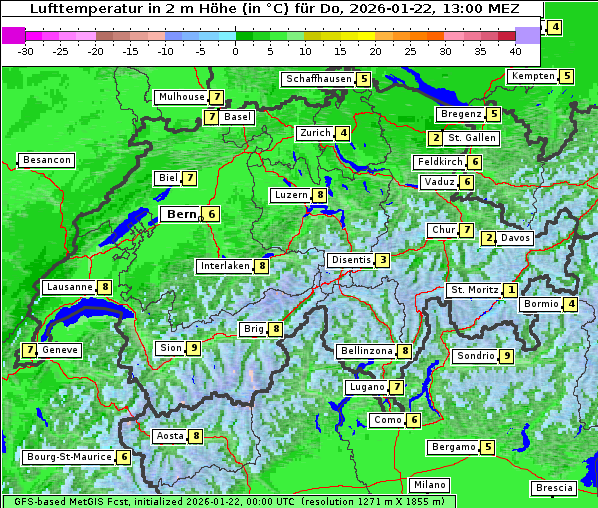 Temperatur, 22. 1. 2026