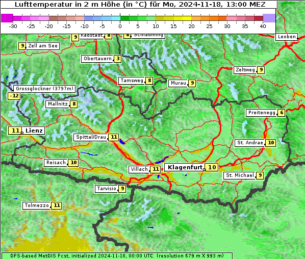 Temperatur, 18. 11. 2024