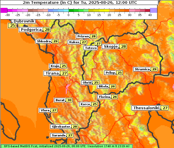Temperatur, 26. 8. 2025