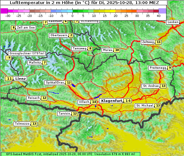 Temperatur, 28. 10. 2025