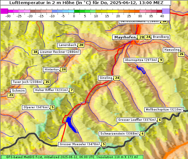 Temperatur, 12. 6. 2025