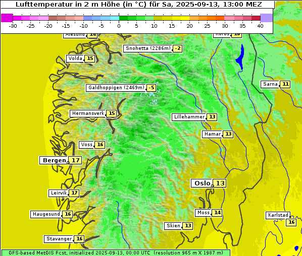 Temperatur, 13. 9. 2025