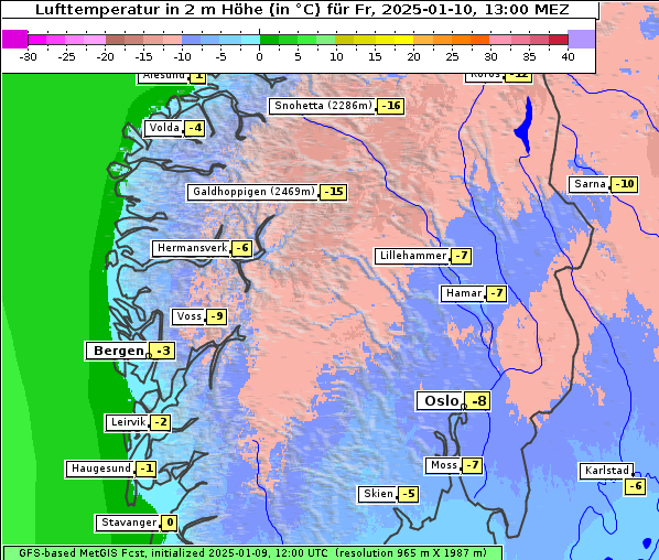 Temperatur, 10. 1. 2025