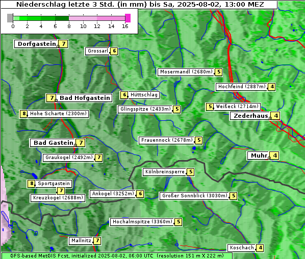 Niederschlag, 2. 8. 2025