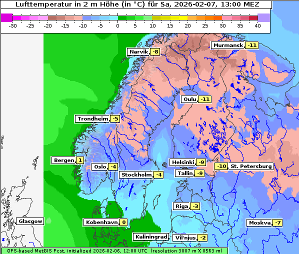 Temperatur, 7. 2. 2026