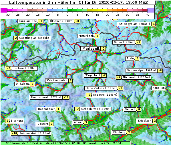 Temperatur, 17. 2. 2026