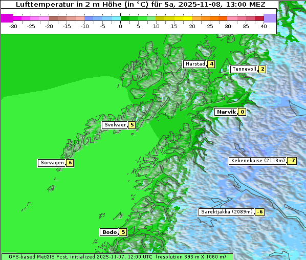 Temperatur, 8. 11. 2025
