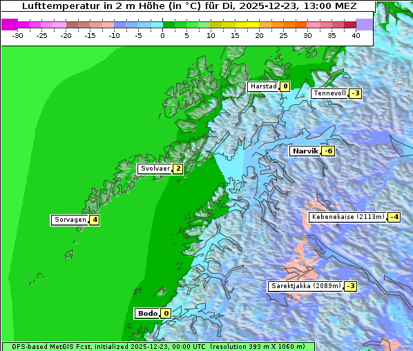 Temperatur, 23. 12. 2025