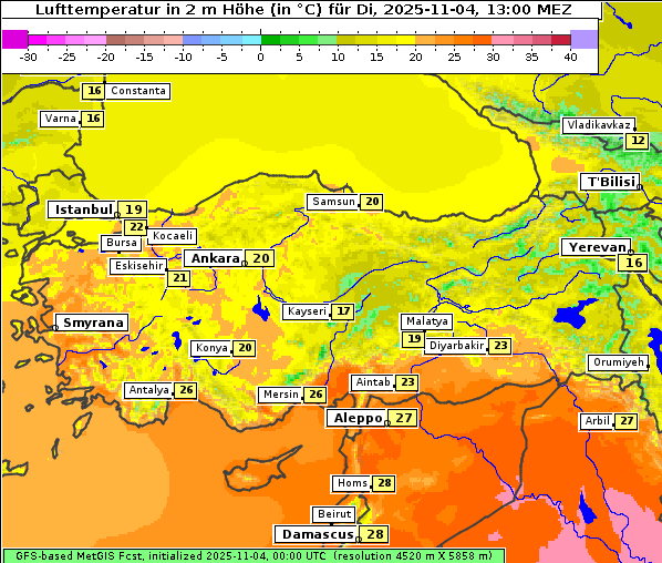 Temperatur, 4. 11. 2025