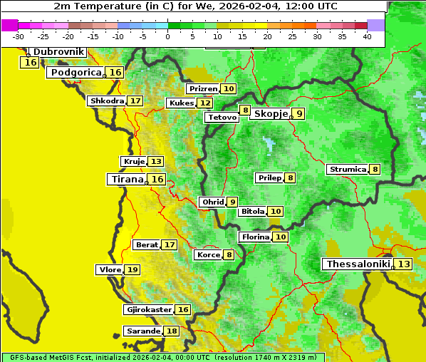 Temperatur, 4. 2. 2026