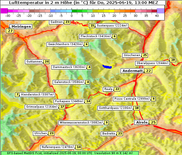 Temperatur, 19. 6. 2025