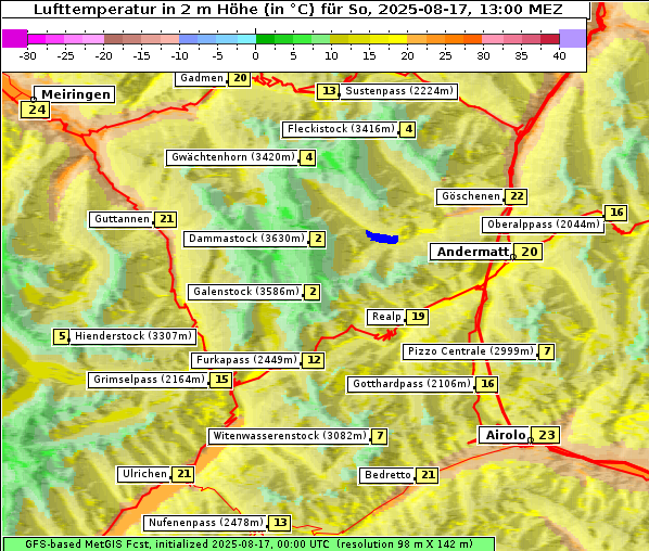 Temperatur, 17. 8. 2025