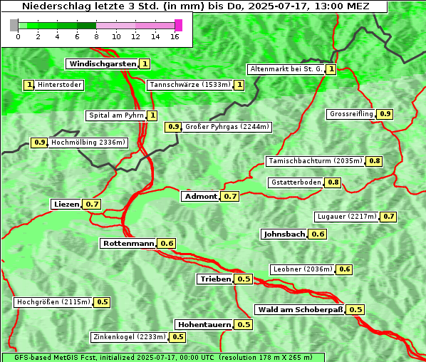Niederschlag, 17. 7. 2025