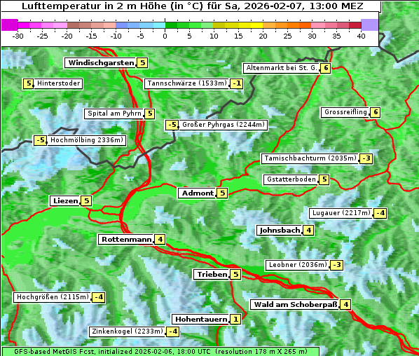 Temperatur, 7. 2. 2026